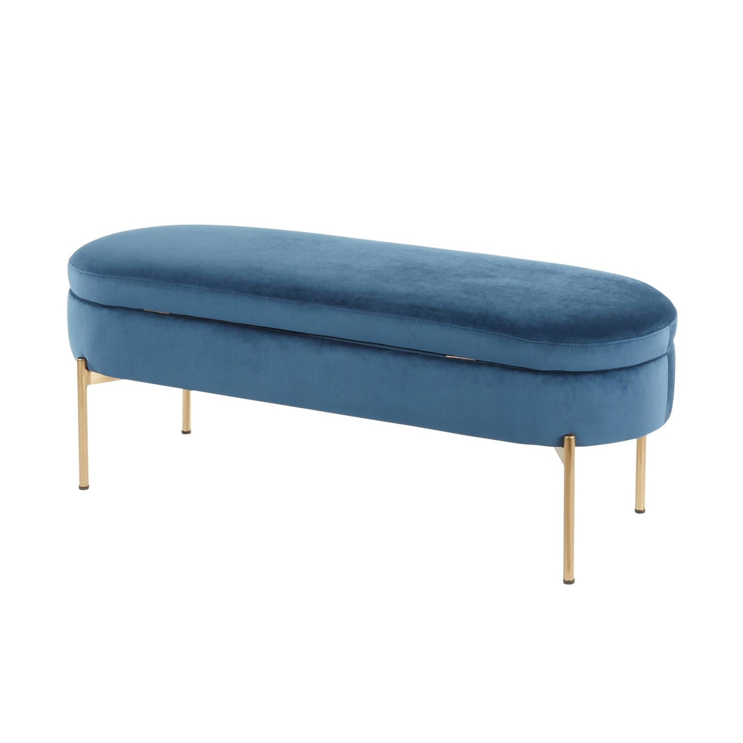 Majestic Office Furniture Contemporary/Glam Storage Bench in Gold Metal and Black Velvet