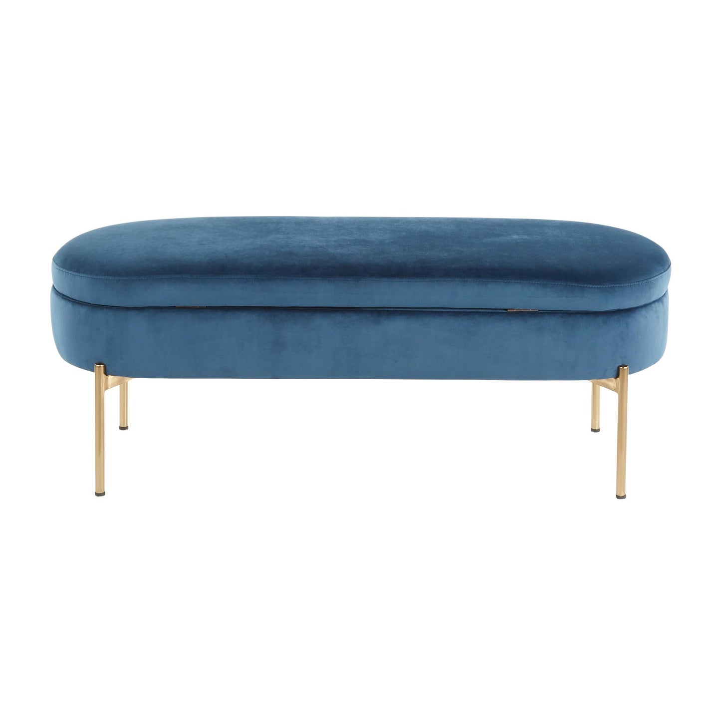 Majestic Office Furniture Contemporary/Glam Storage Bench in Gold Metal and Black Velvet