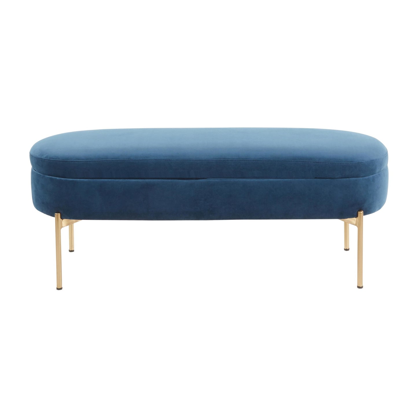 Majestic Office Furniture Contemporary/Glam Storage Bench in Gold Metal and Black Velvet