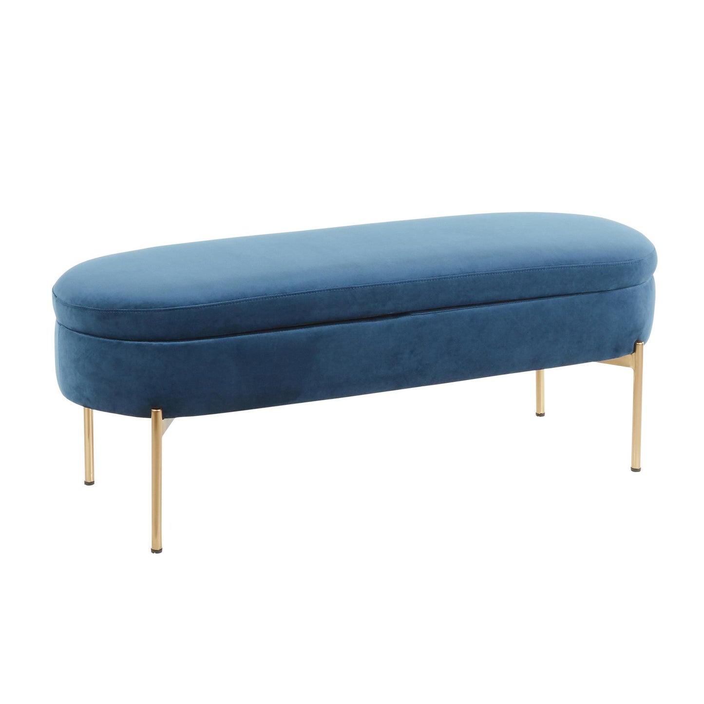 Majestic Office Furniture Contemporary/Glam Storage Bench in Gold Metal and Black Velvet