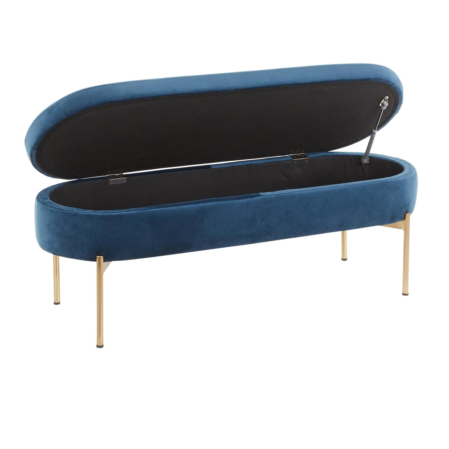 Majestic Office Furniture Contemporary/Glam Storage Bench in Gold Metal and Black Velvet