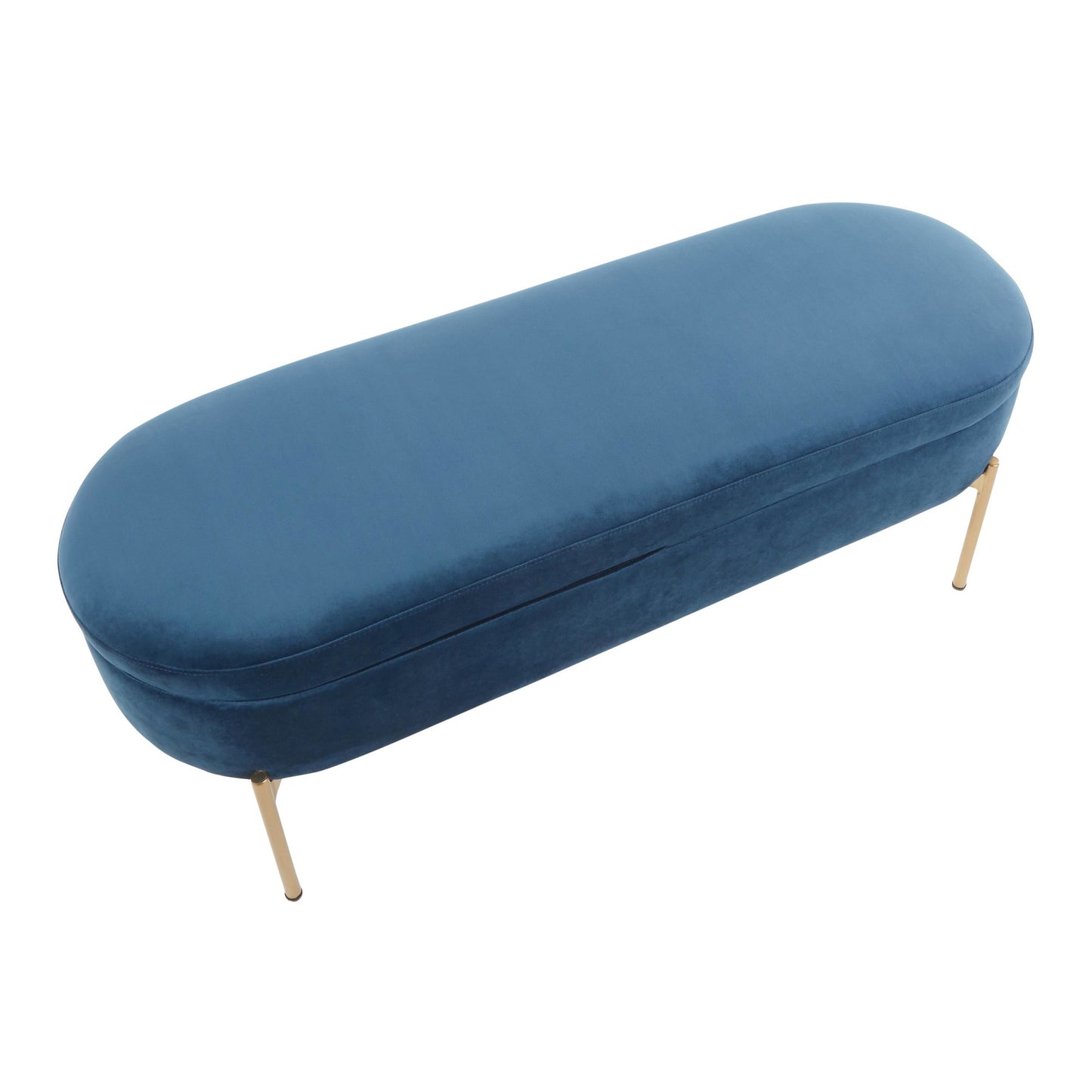 Majestic Office Furniture Contemporary/Glam Storage Bench in Gold Metal and Black Velvet
