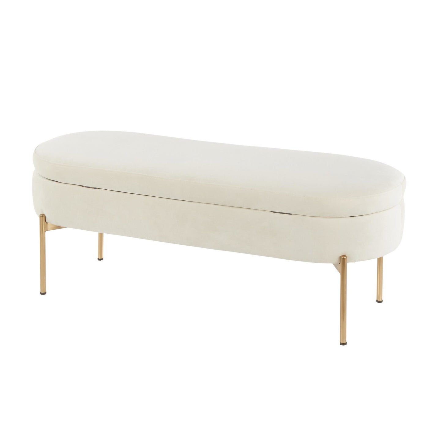 Majestic Office Furniture Contemporary/Glam Storage Bench in Gold Metal and Black Velvet