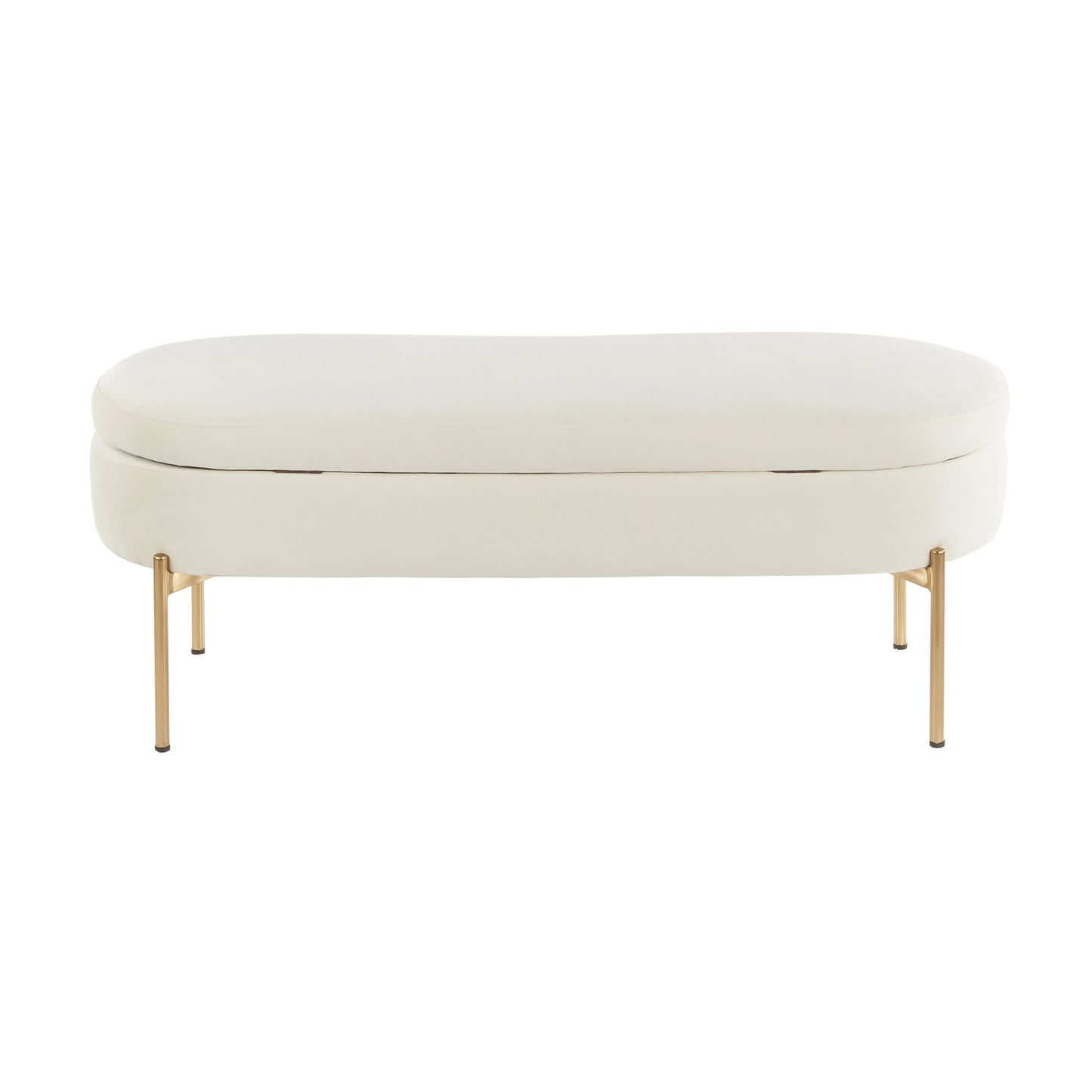 Majestic Office Furniture Contemporary/Glam Storage Bench in Gold Metal and Black Velvet