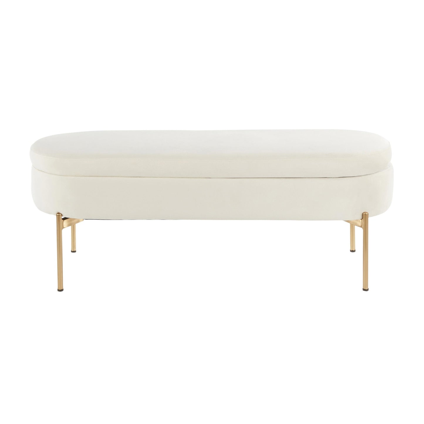 Majestic Office Furniture Contemporary/Glam Storage Bench in Gold Metal and Black Velvet