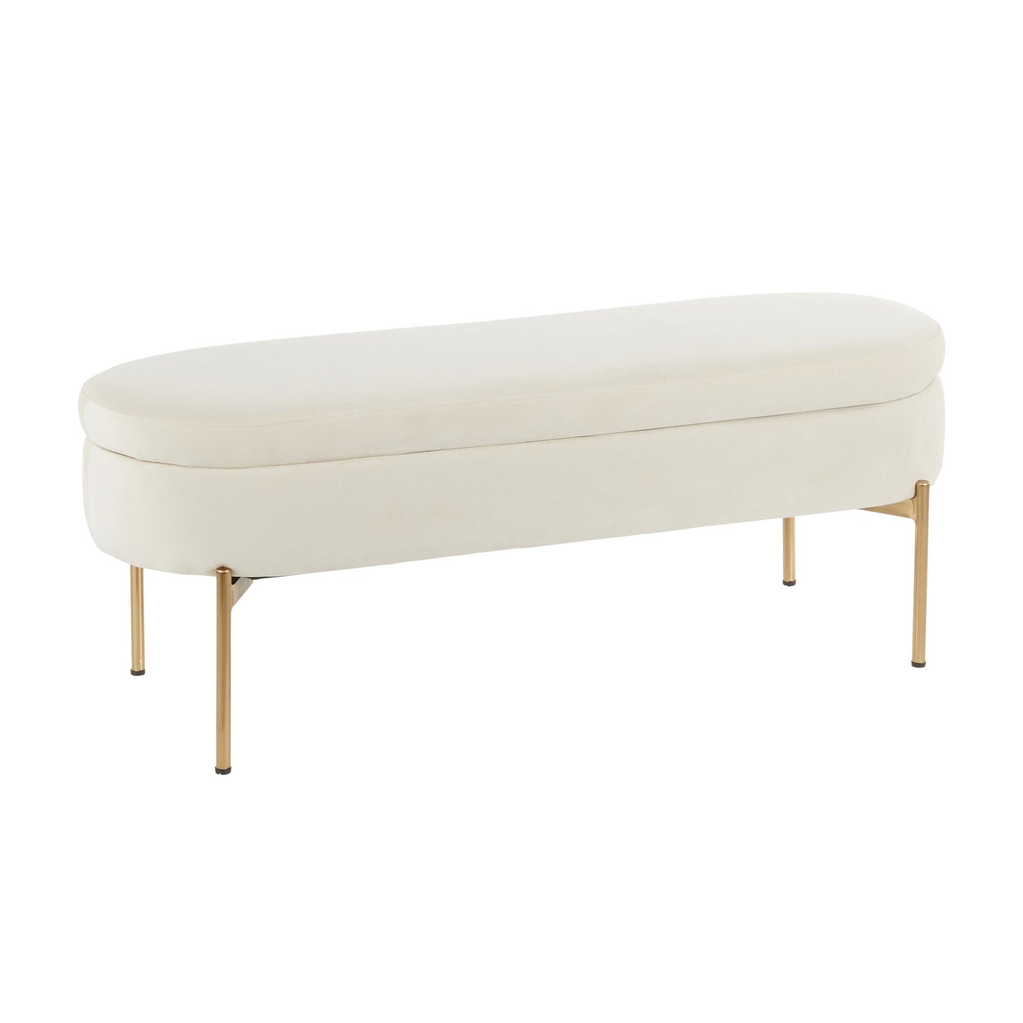 Majestic Office Furniture Contemporary/Glam Storage Bench in Gold Metal and Black Velvet