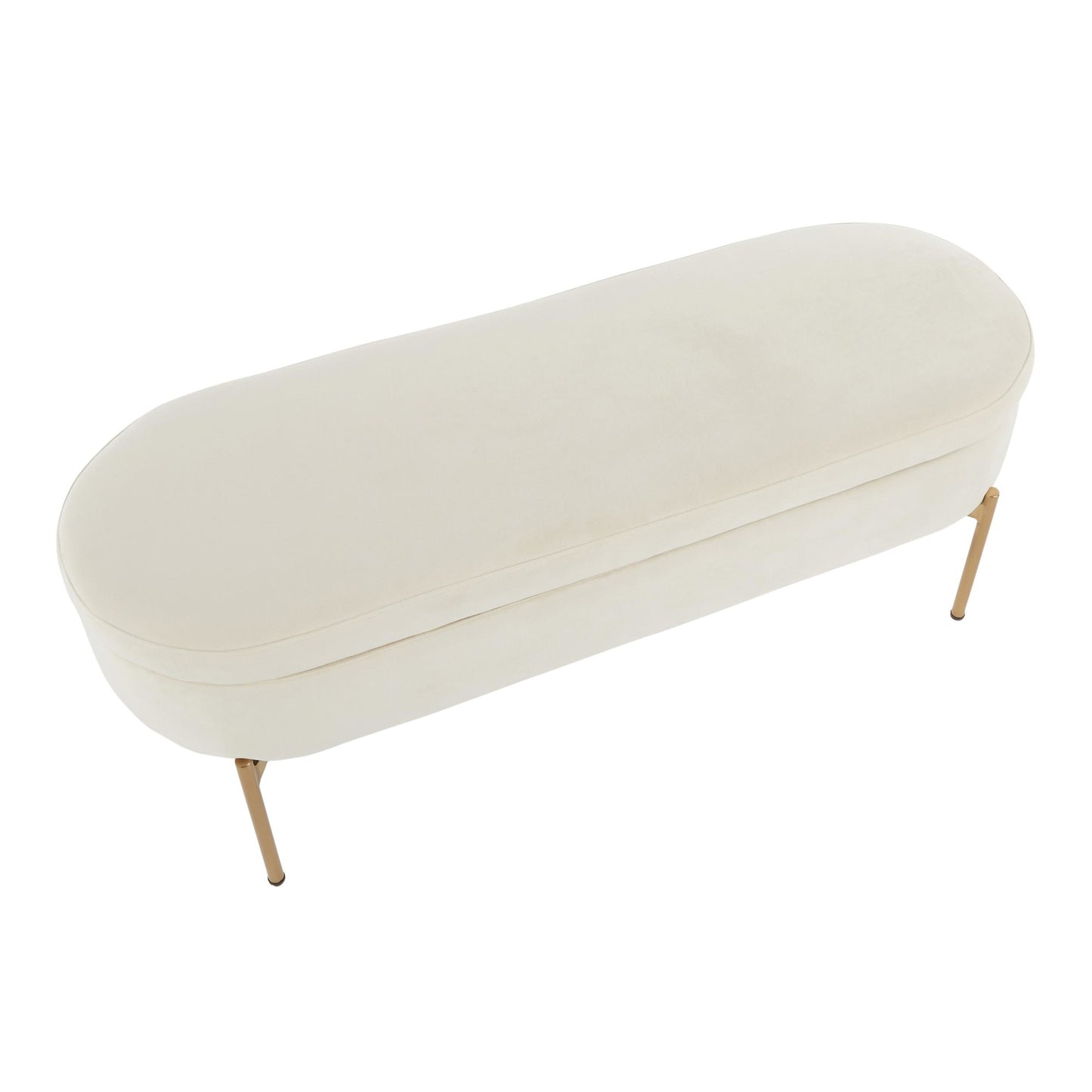Majestic Office Furniture Contemporary/Glam Storage Bench in Gold Metal and Black Velvet