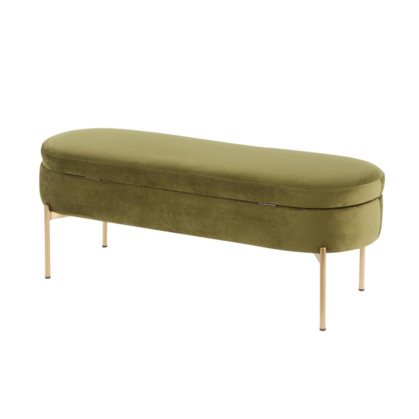 Majestic Office Furniture Contemporary/Glam Storage Bench in Gold Metal and Black Velvet