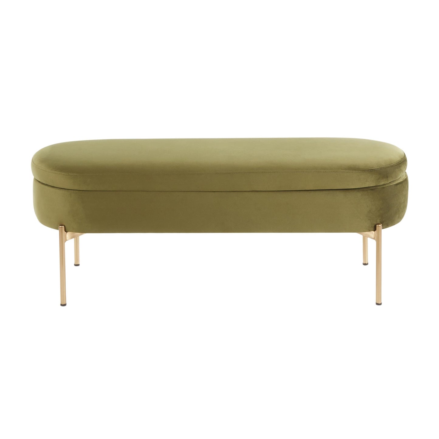 Majestic Office Furniture Contemporary/Glam Storage Bench in Gold Metal and Black Velvet
