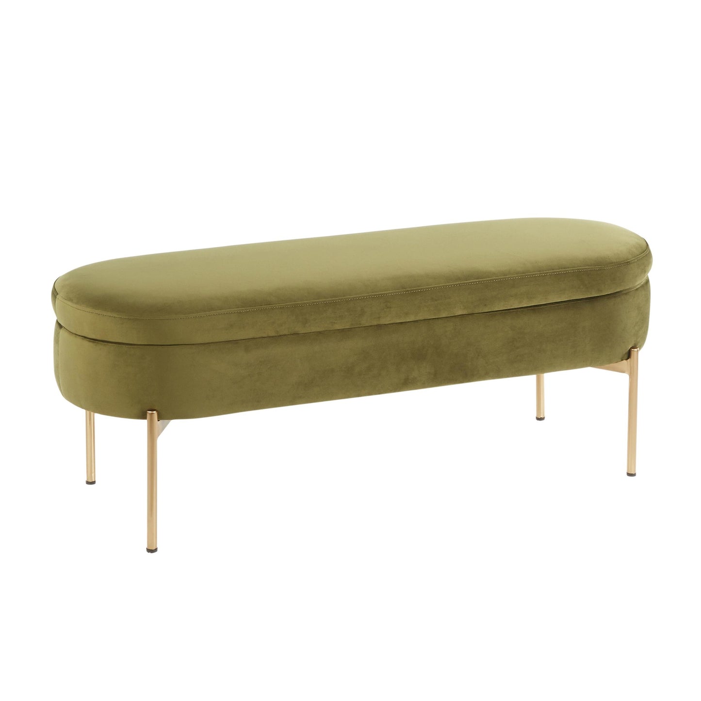 Majestic Office Furniture Contemporary/Glam Storage Bench in Gold Metal and Black Velvet