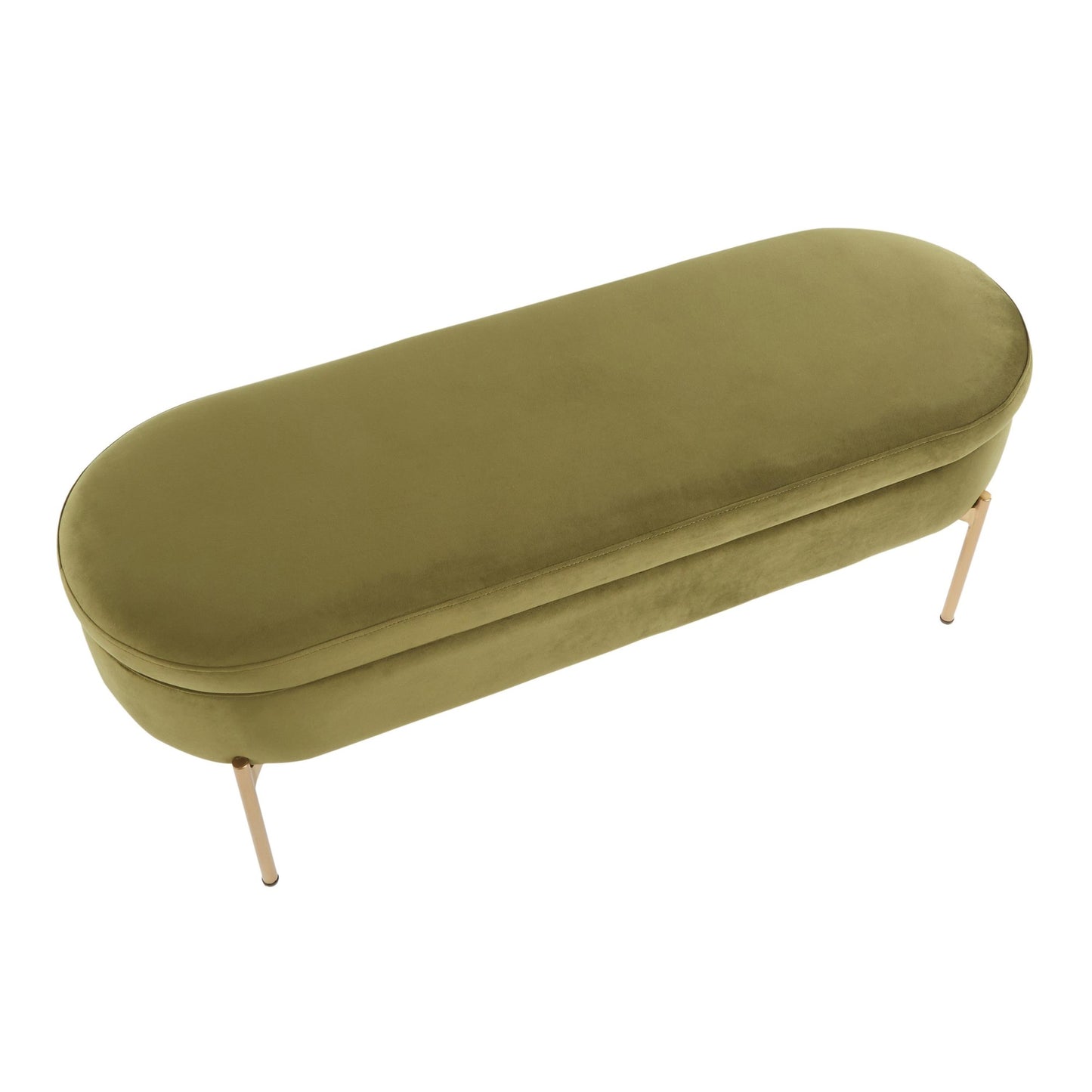 Majestic Office Furniture Contemporary/Glam Storage Bench in Gold Metal and Black Velvet