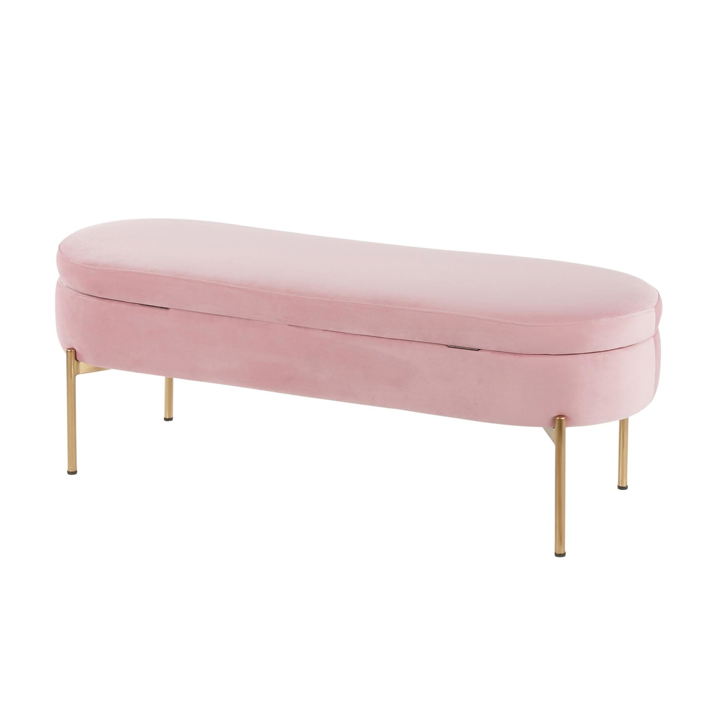 Majestic Office Furniture Contemporary/Glam Storage Bench in Gold Metal and Black Velvet