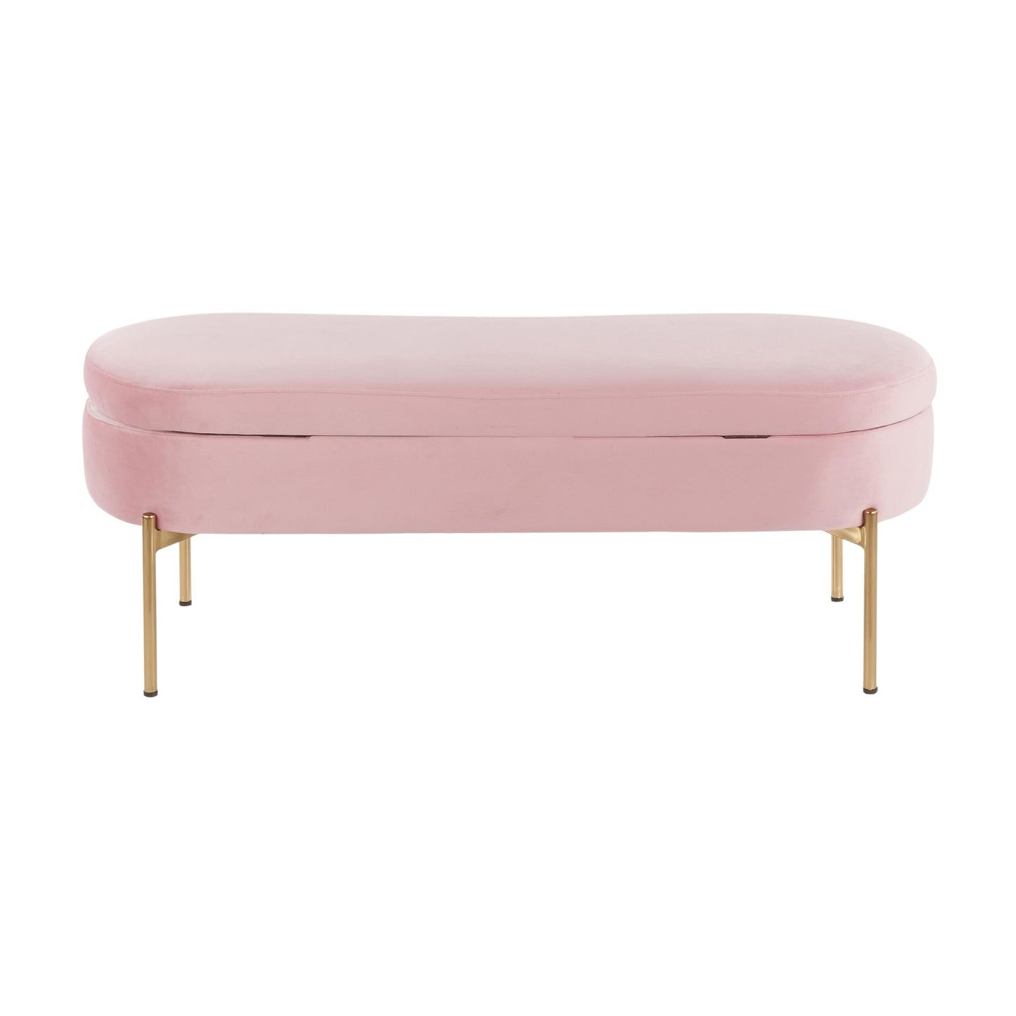 Majestic Office Furniture Contemporary/Glam Storage Bench in Gold Metal and Black Velvet