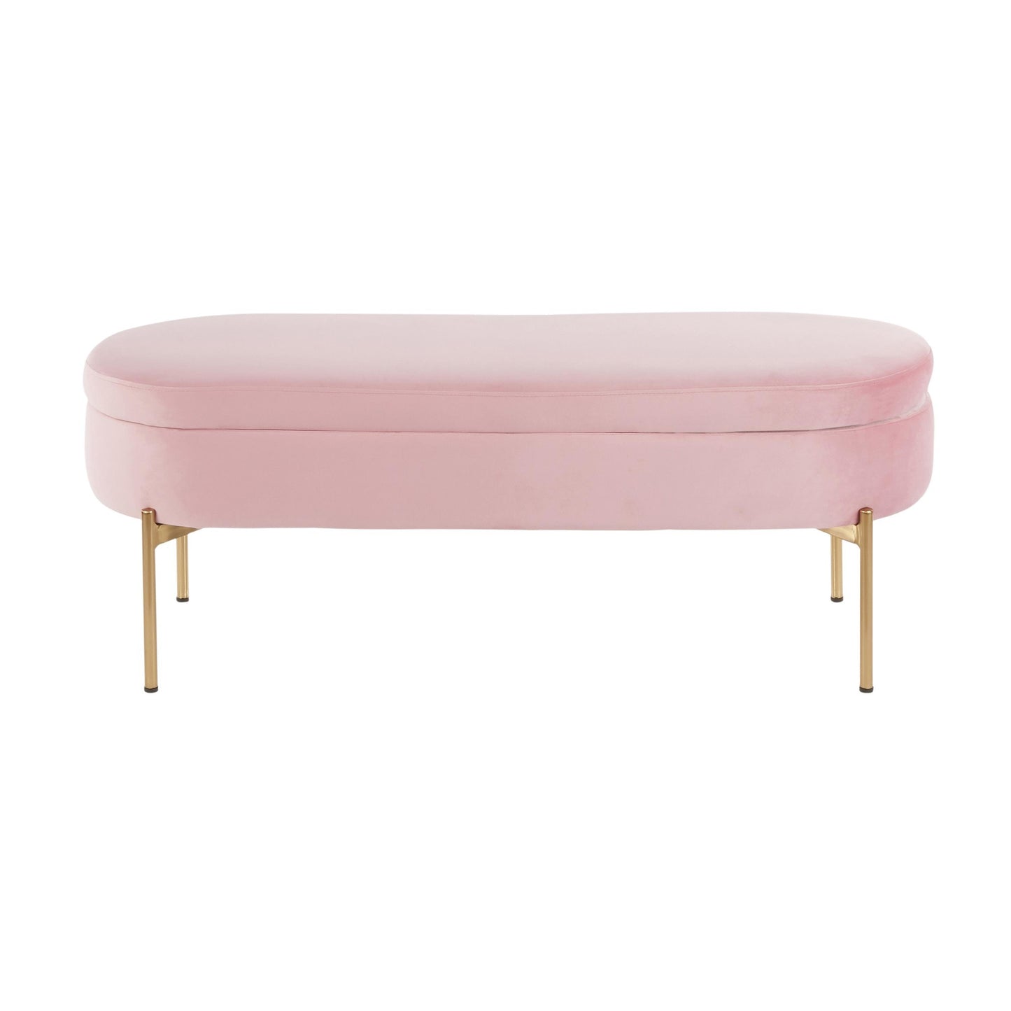 Majestic Office Furniture Contemporary/Glam Storage Bench in Gold Metal and Black Velvet