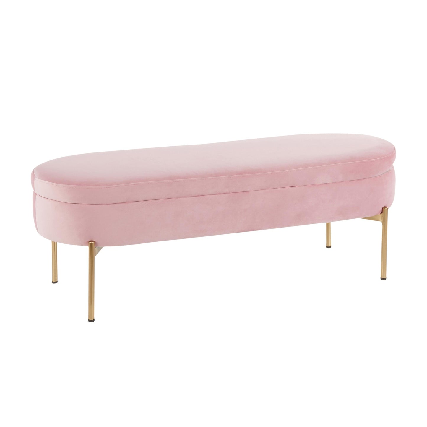 Majestic Office Furniture Contemporary/Glam Storage Bench in Gold Metal and Black Velvet