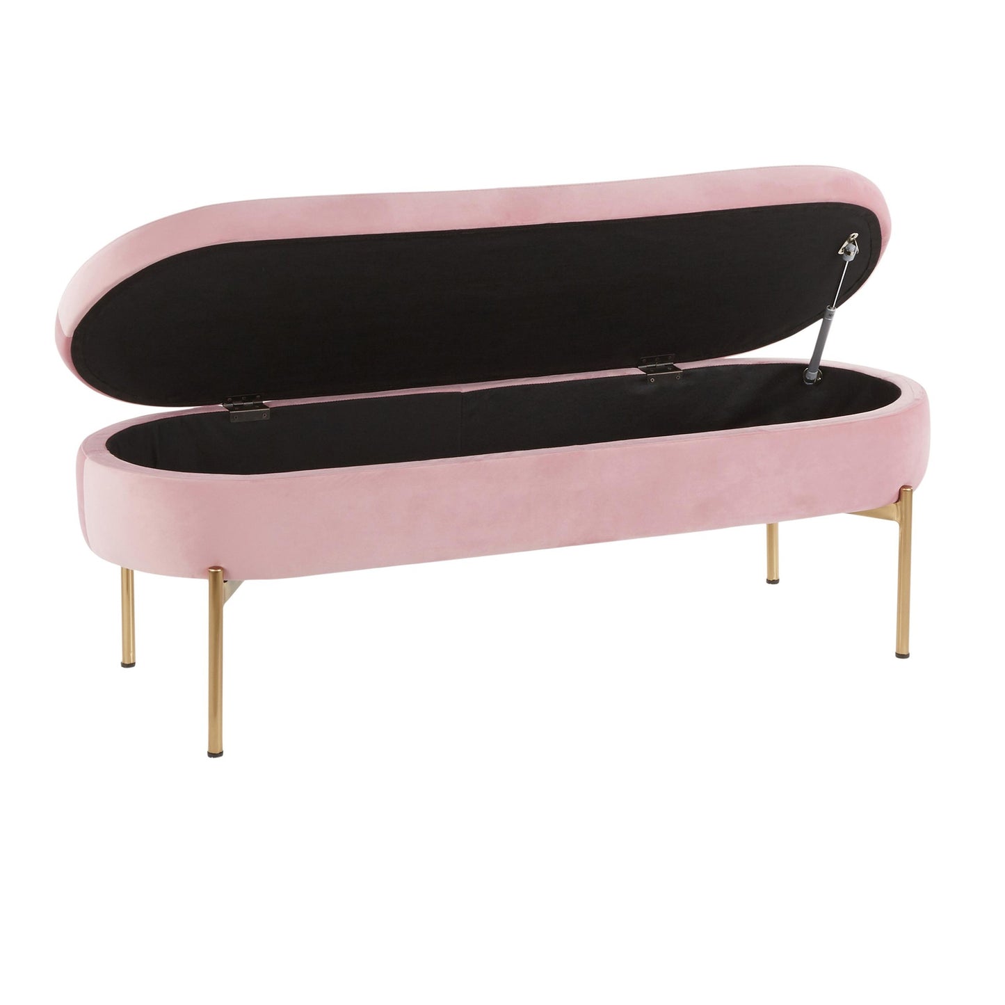 Majestic Office Furniture Contemporary/Glam Storage Bench in Gold Metal and Black Velvet