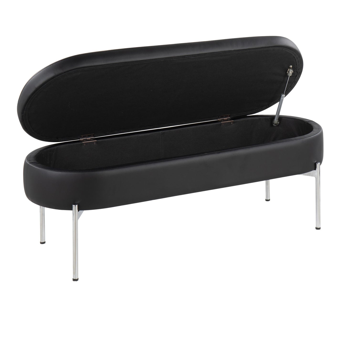 Majestic Office Furniture Contemporary/Glam Storage Bench in Gold Metal and Black Velvet