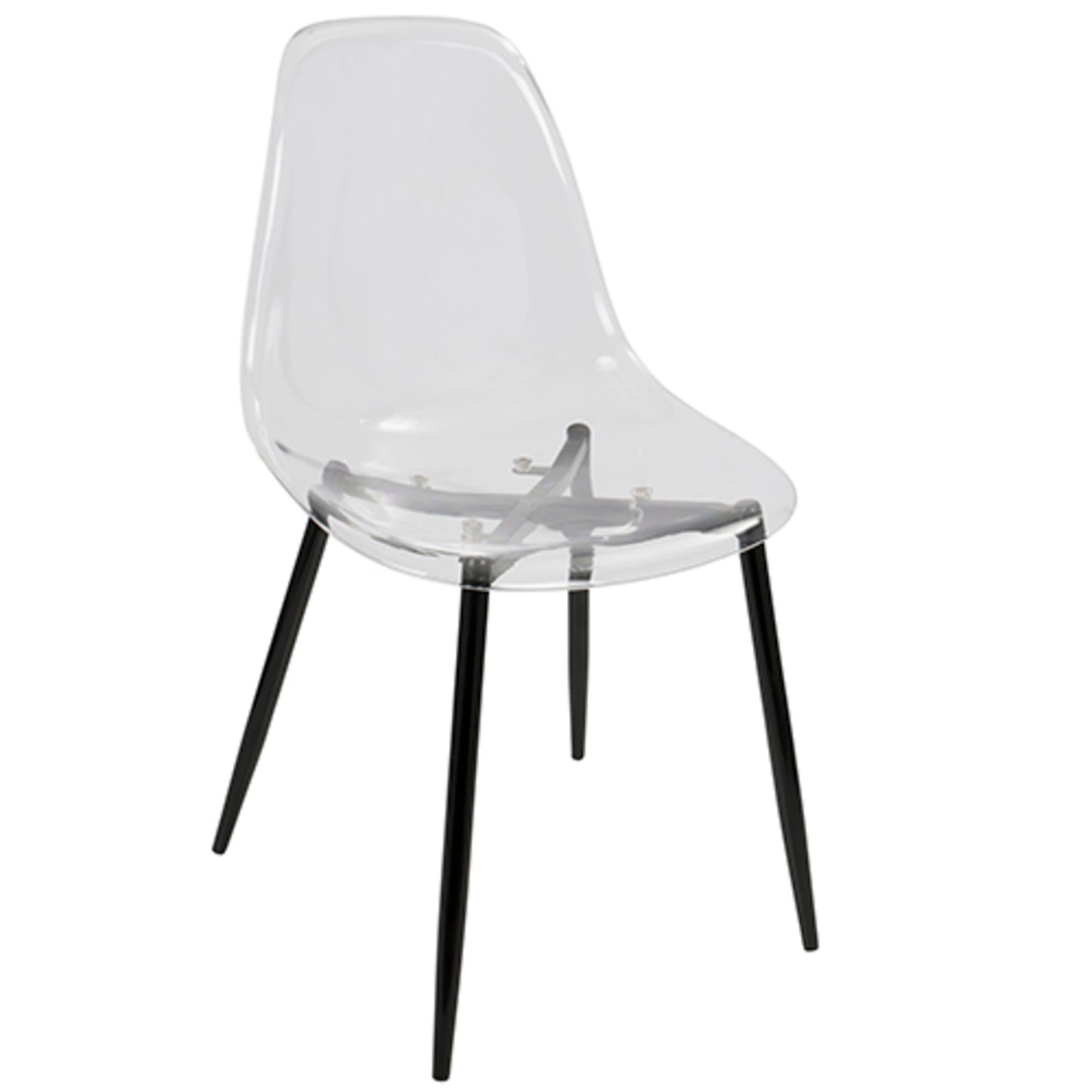 Majestic Office Furniture Mid-Century Modern Dining Chair in Black and Clear - Set of 2