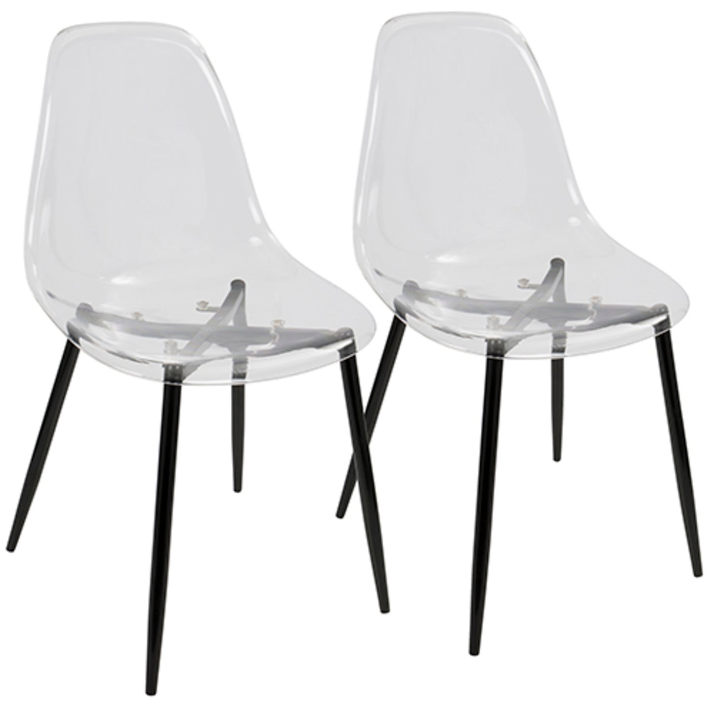 Majestic Office Furniture Mid-Century Modern Dining Chair in Black and Clear - Set of 2
