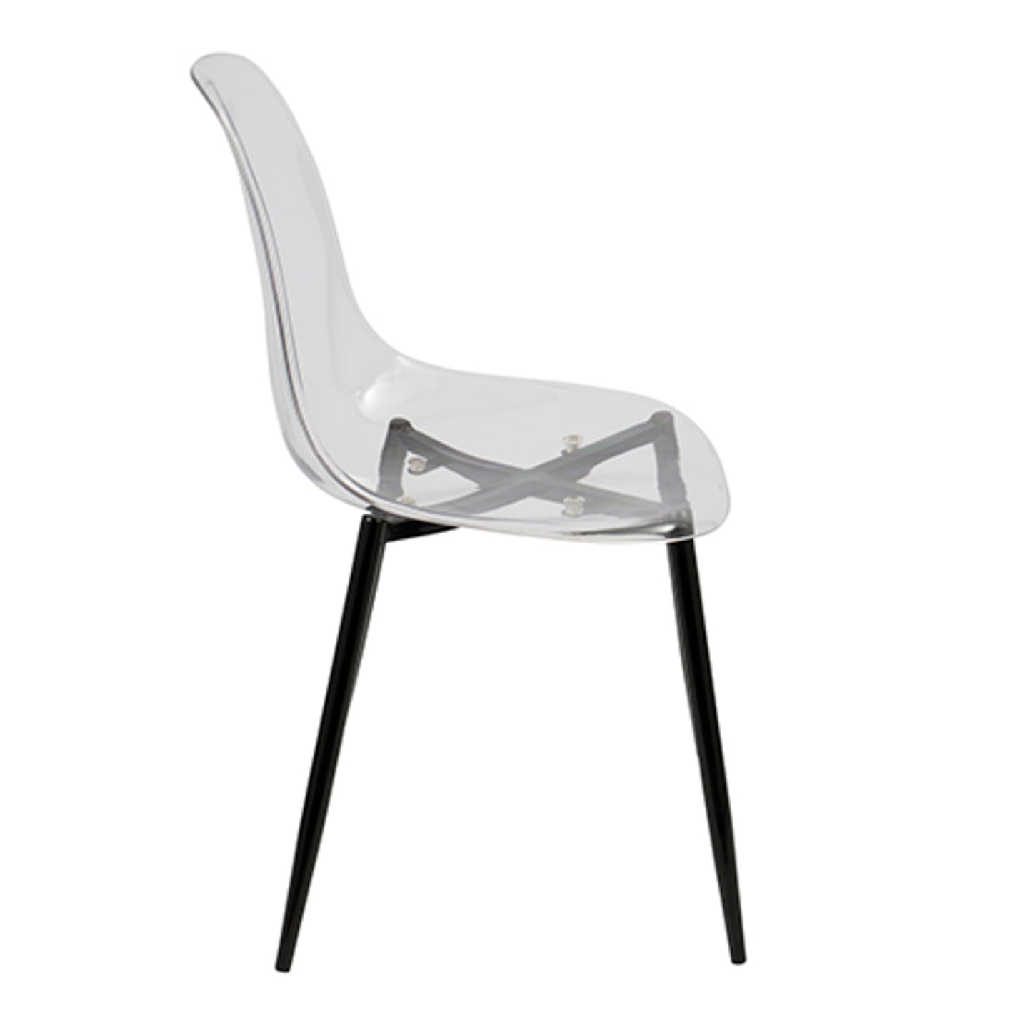 Majestic Office Furniture Mid-Century Modern Dining Chair in Black and Clear - Set of 2