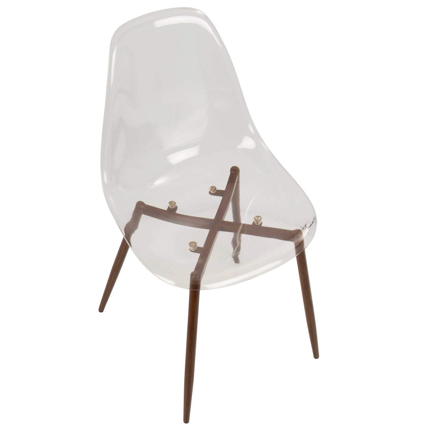Majestic Office Furniture Mid-Century Modern Dining Chair in Black and Clear - Set of 2
