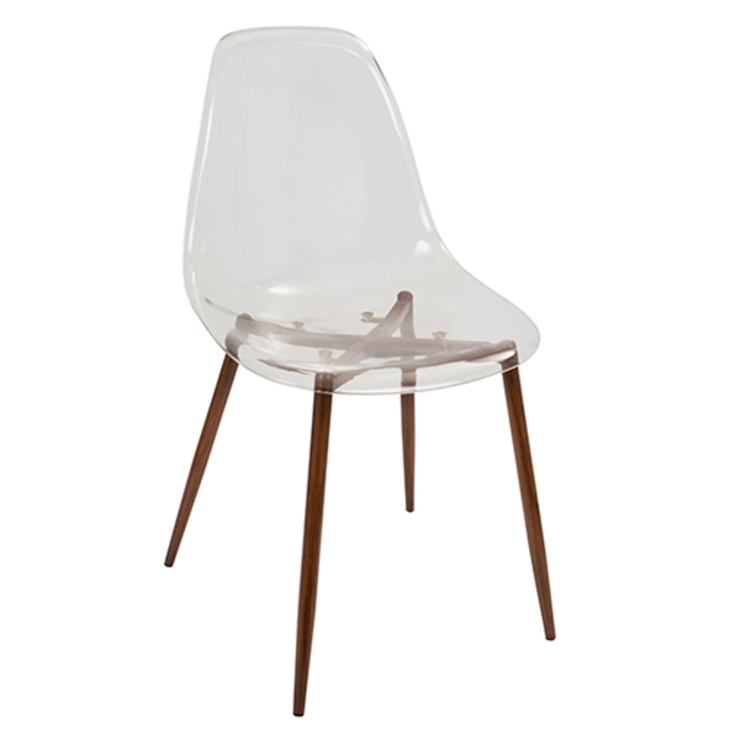 Majestic Office Furniture Mid-Century Modern Dining Chair in Black and Clear - Set of 2
