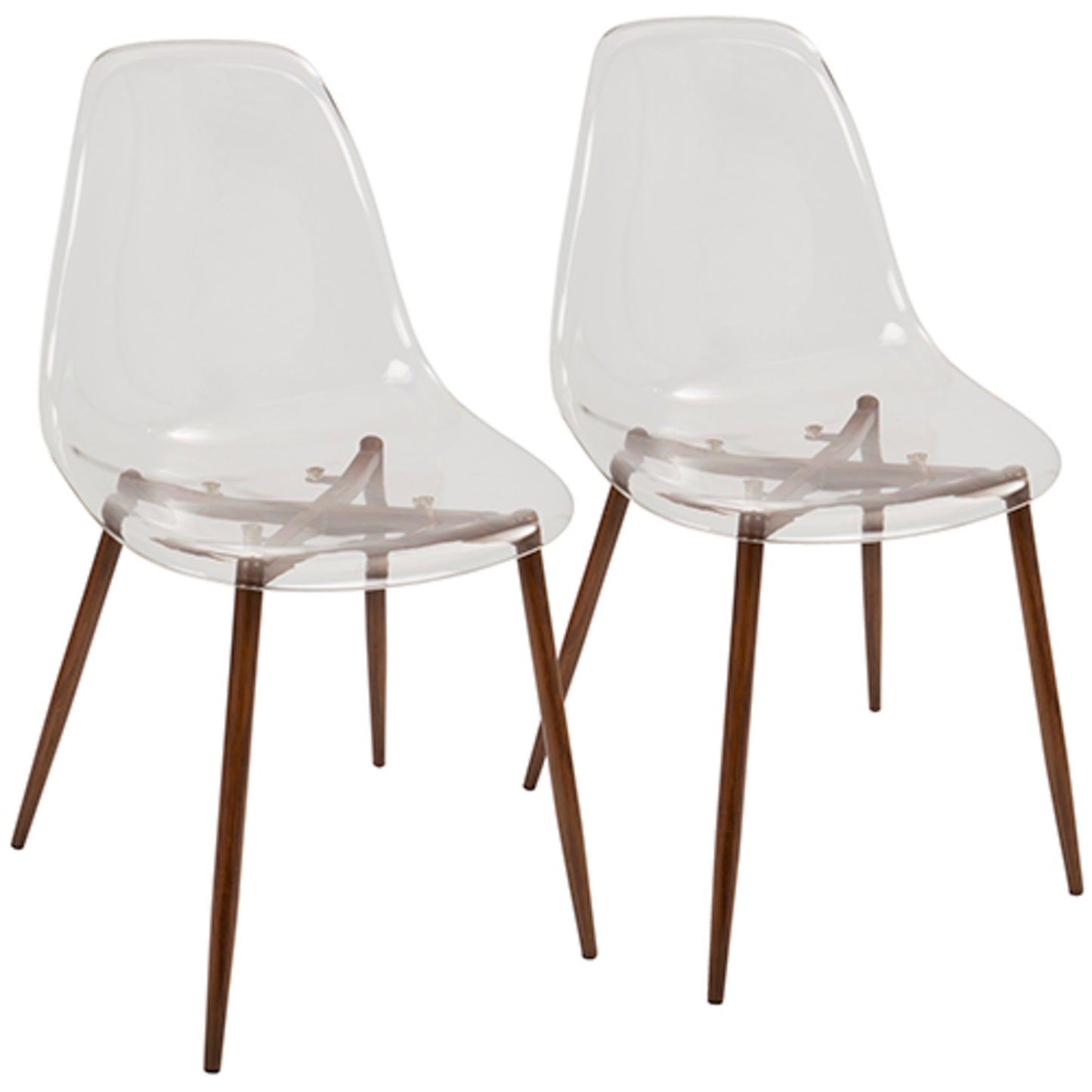 Majestic Office Furniture Mid-Century Modern Dining Chair in Black and Clear - Set of 2