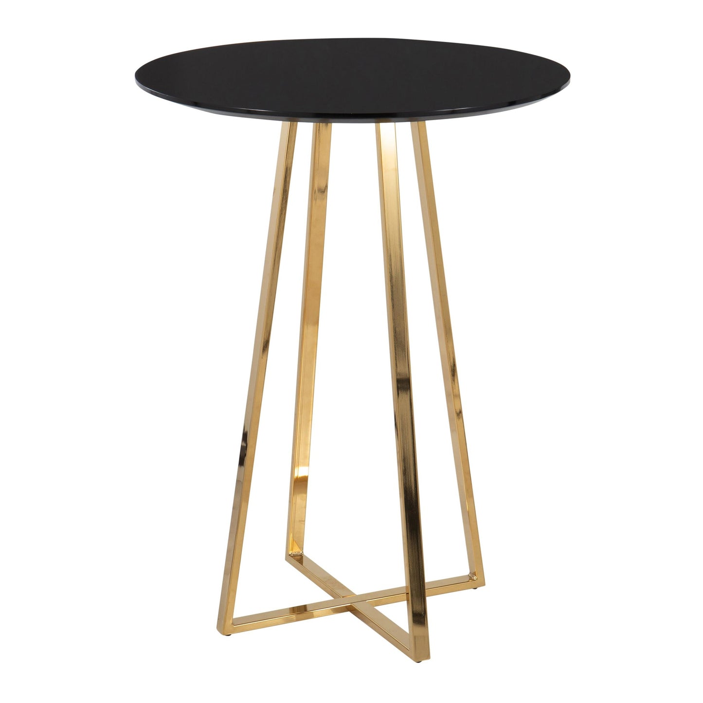 Majestic Office Furniture Cece Contemporary/Glam Counter Table in Gold Steel and White Wood