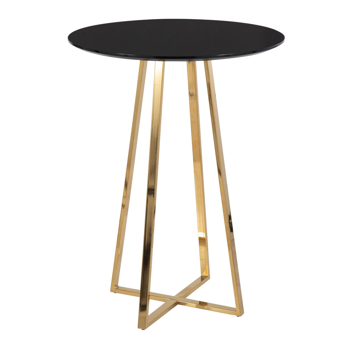 Majestic Office Furniture Cece Contemporary/Glam Counter Table in Gold Steel and White Wood