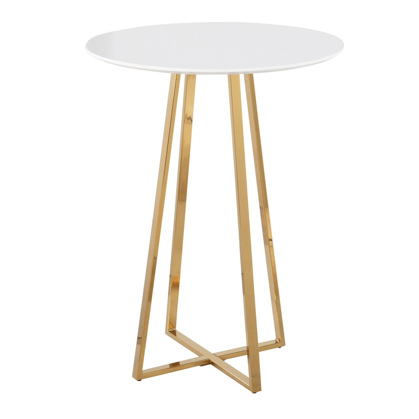 Majestic Office Furniture Cece Contemporary/Glam Counter Table in Gold Steel and White Wood