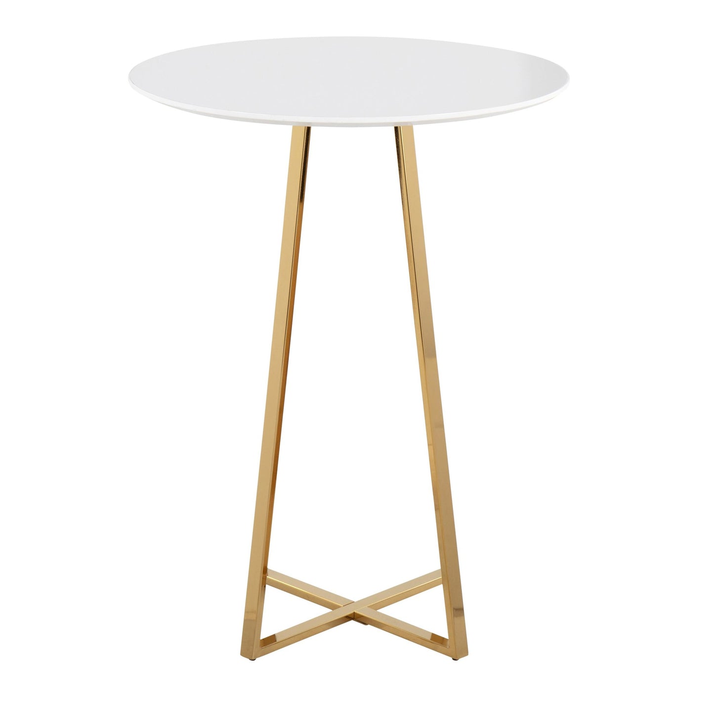 Majestic Office Furniture Cece Contemporary/Glam Counter Table in Gold Steel and White Wood