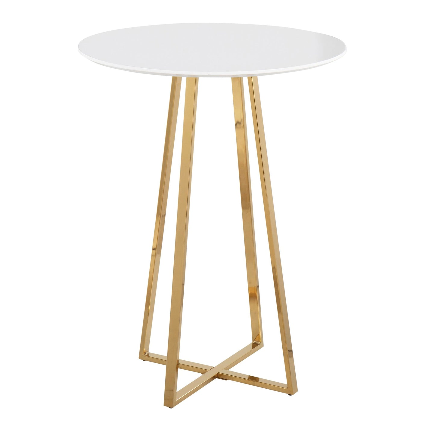 Majestic Office Furniture Cece Contemporary/Glam Counter Table in Gold Steel and White Wood