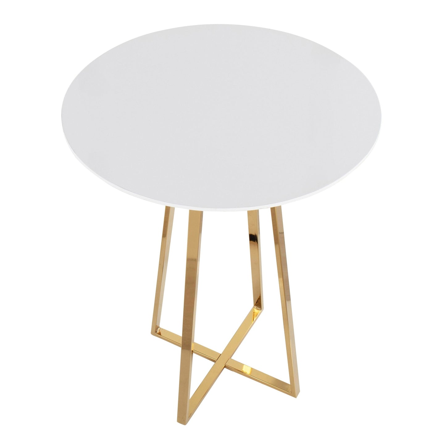 Majestic Office Furniture Cece Contemporary/Glam Counter Table in Gold Steel and White Wood