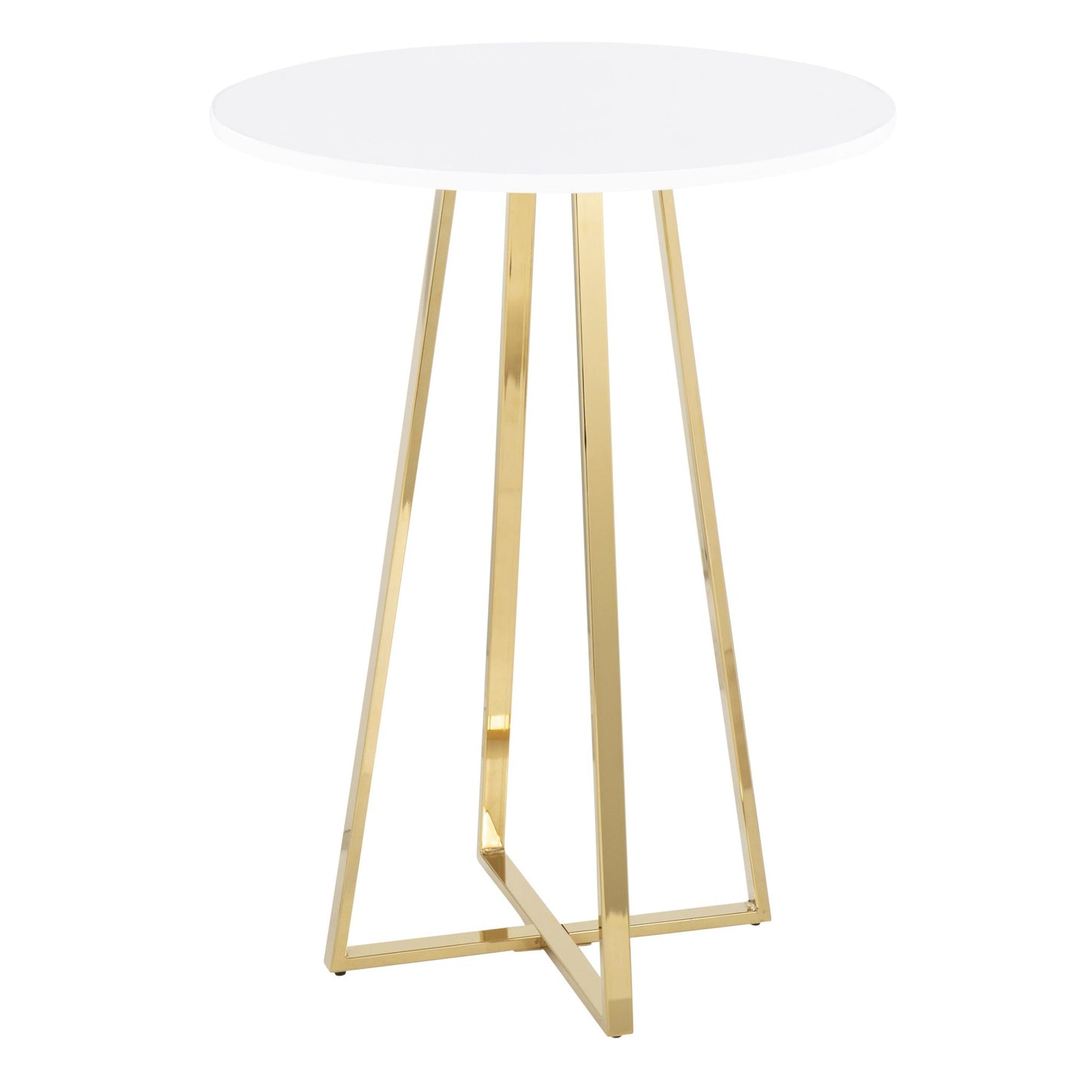 Majestic Office Furniture Cece Contemporary/Glam Counter Table in Gold Steel and White Wood