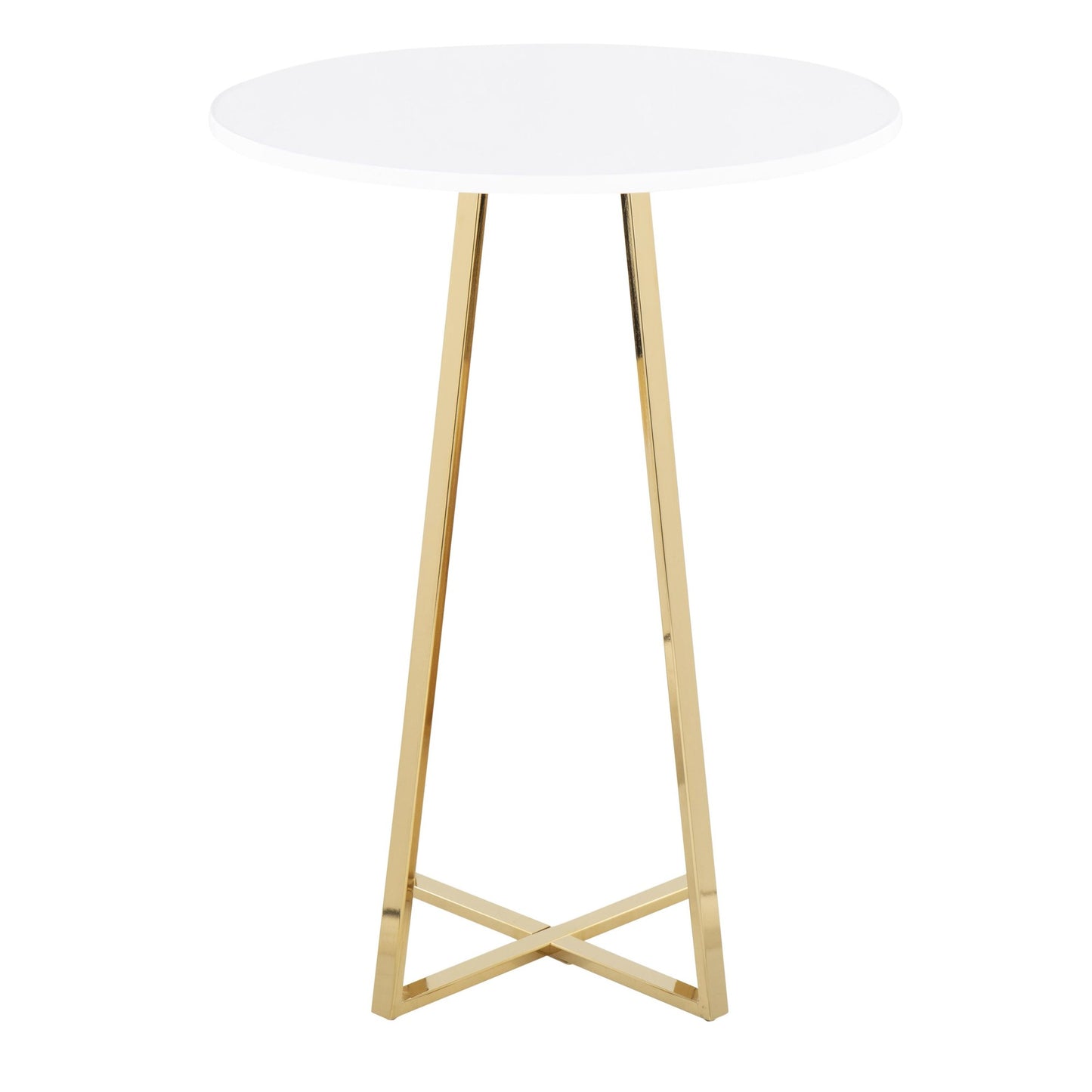 Majestic Office Furniture Cece Contemporary/Glam Counter Table in Gold Steel and White Wood