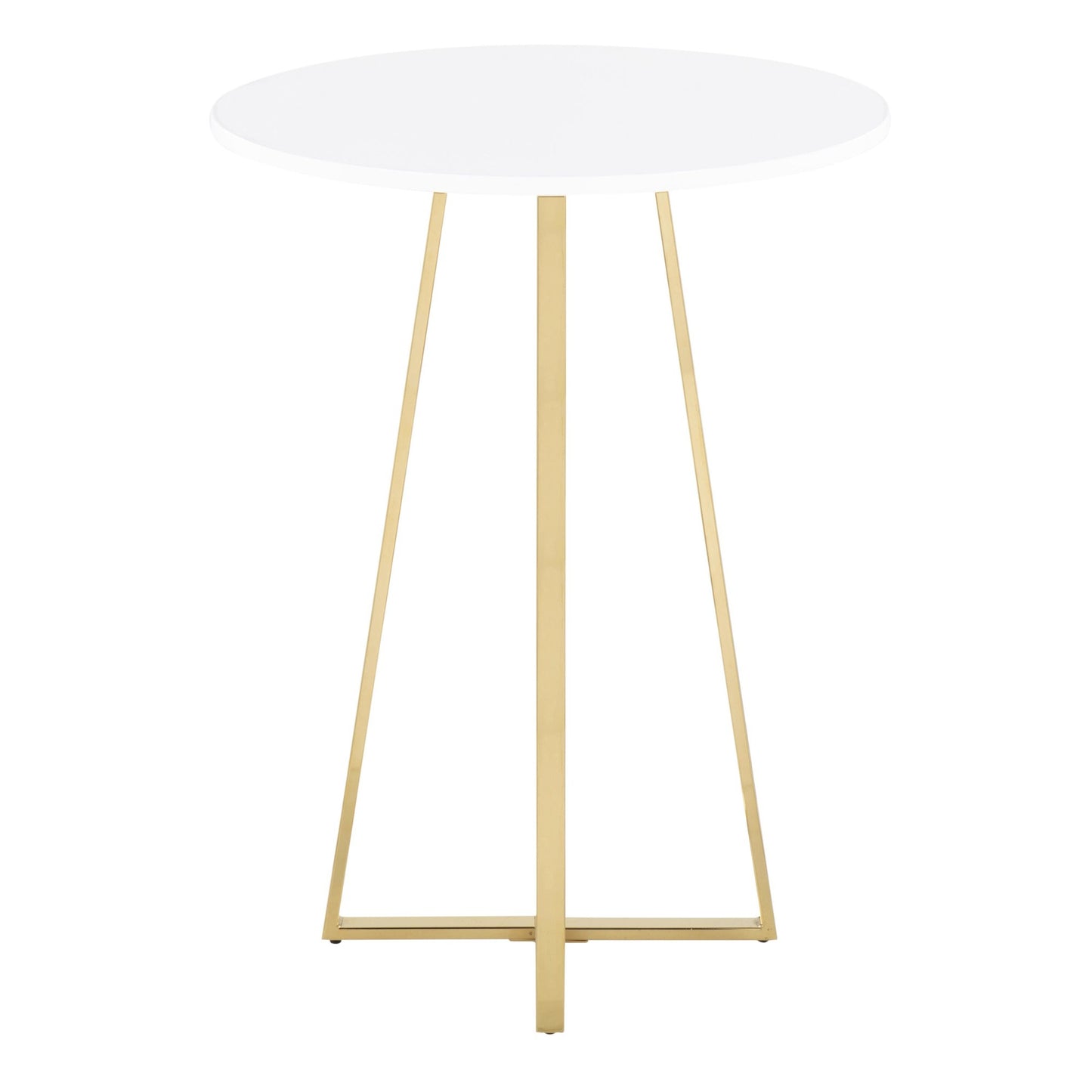 Majestic Office Furniture Cece Contemporary/Glam Counter Table in Gold Steel and White Wood