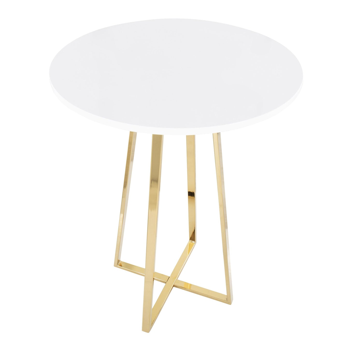 Majestic Office Furniture Cece Contemporary/Glam Counter Table in Gold Steel and White Wood