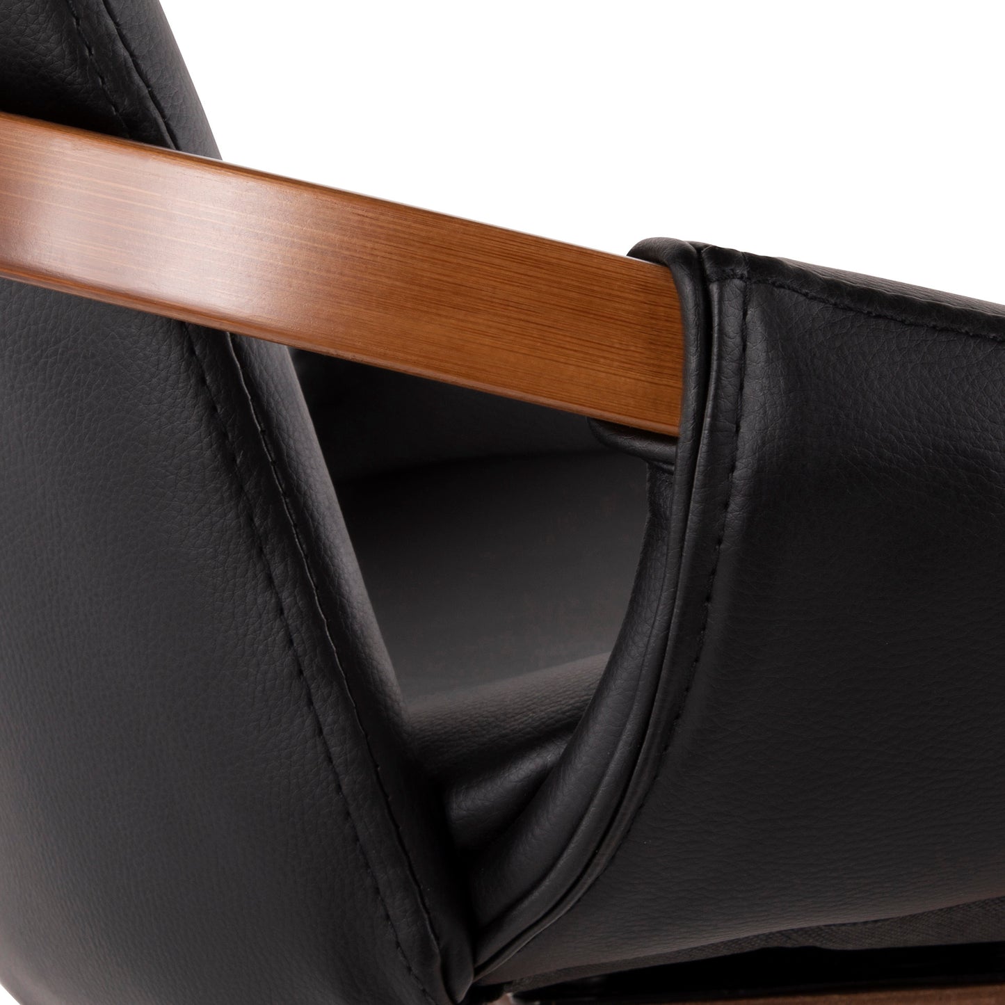 Majestic Office Furniture Mid-Century Chair in Natural Bamboo and Light Grey Noise Fabric