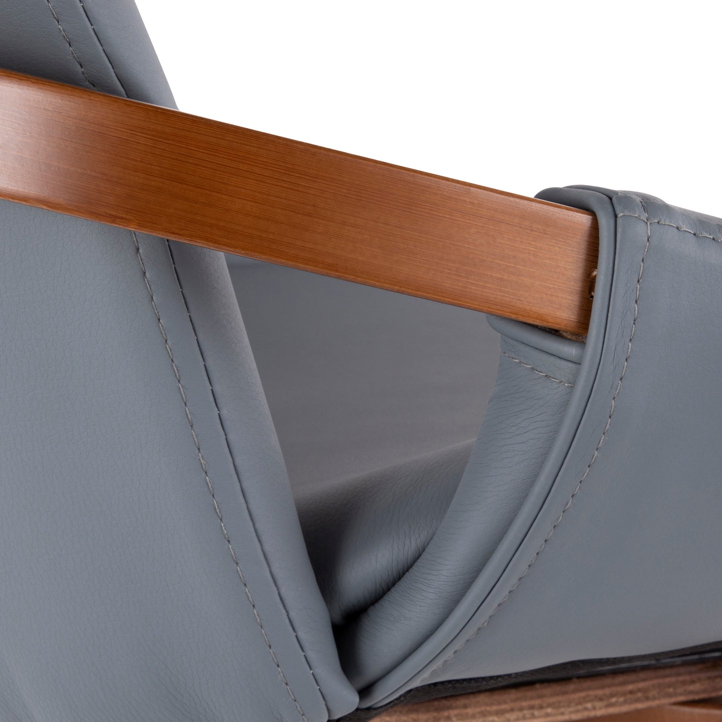 Majestic Office Furniture Mid-Century Chair in Natural Bamboo and Light Grey Noise Fabric