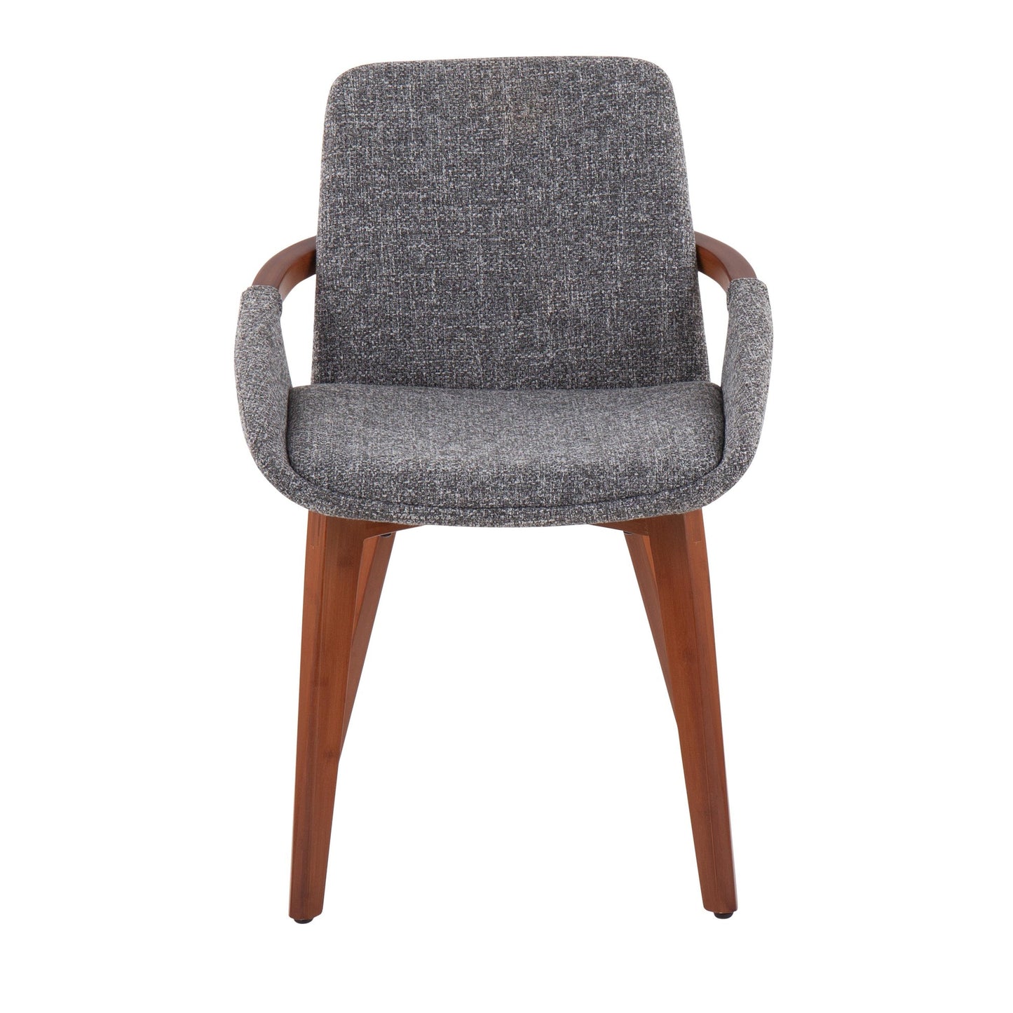 Majestic Office Furniture Mid-Century Chair in Natural Bamboo and Light Grey Noise Fabric