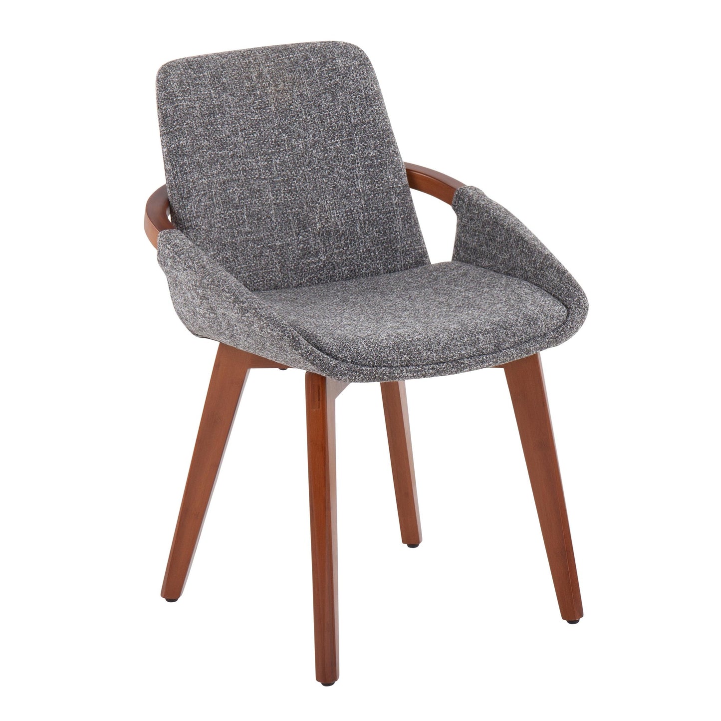 Majestic Office Furniture Mid-Century Chair in Natural Bamboo and Light Grey Noise Fabric