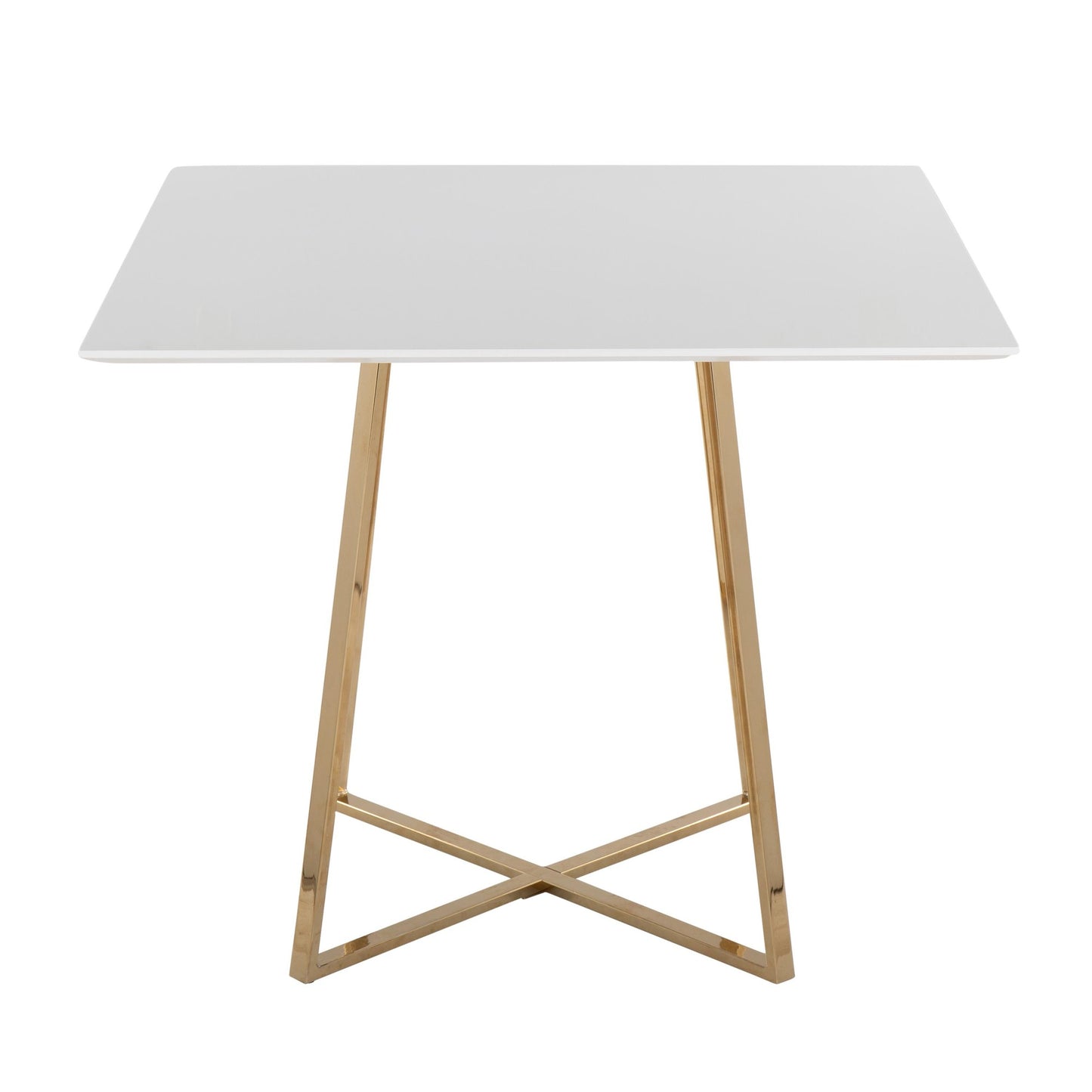 Cosmo Contemporary/glam Square Dining Table with Gold Metal Legs and Clear Glass Top