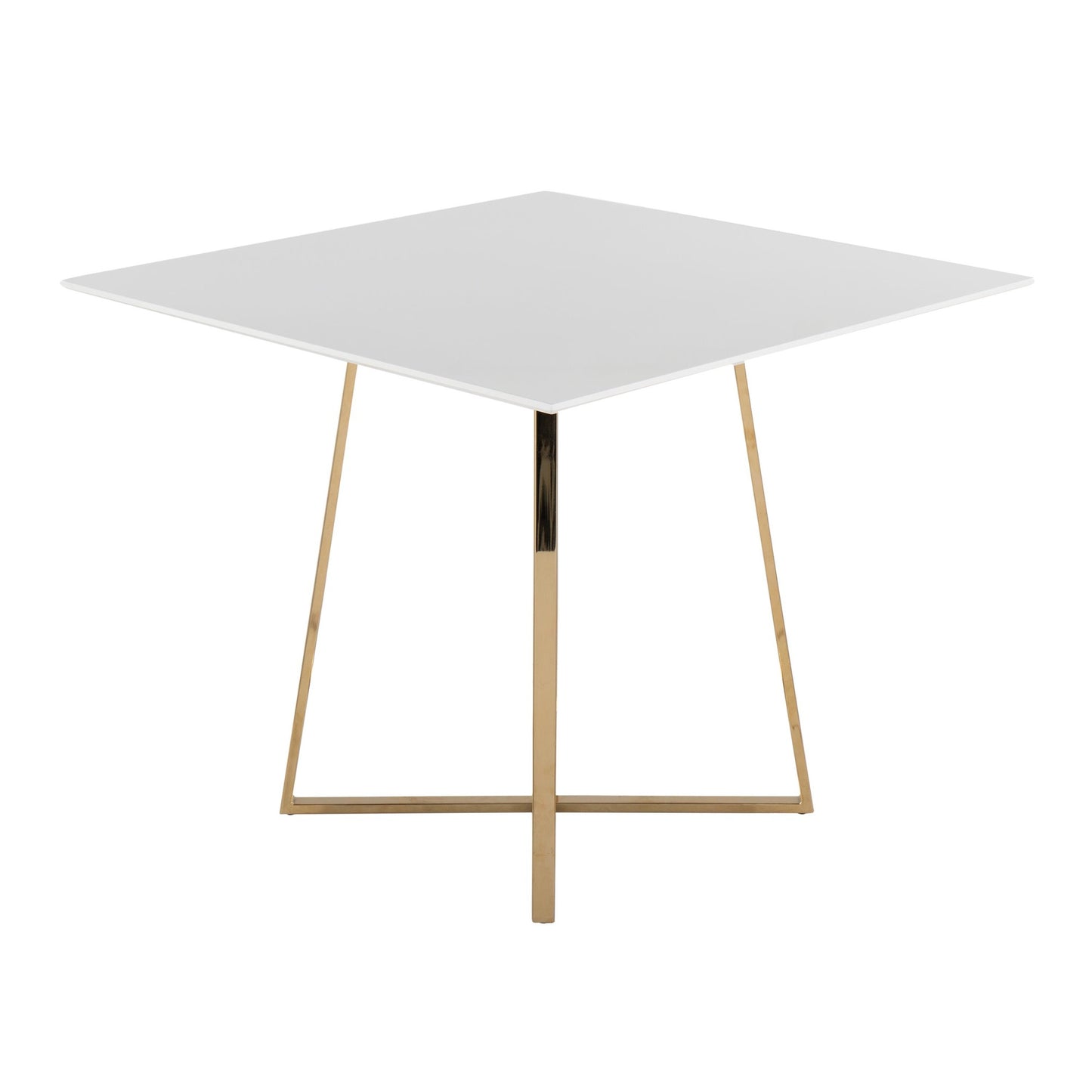 Cosmo Contemporary/glam Square Dining Table with Gold Metal Legs and Clear Glass Top