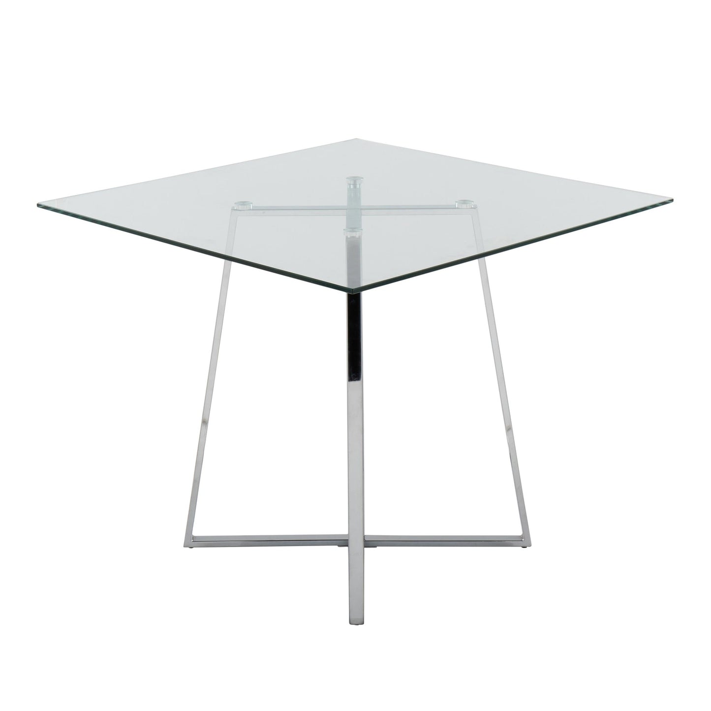 Cosmo Contemporary/glam Square Dining Table with Gold Metal Legs and Clear Glass Top