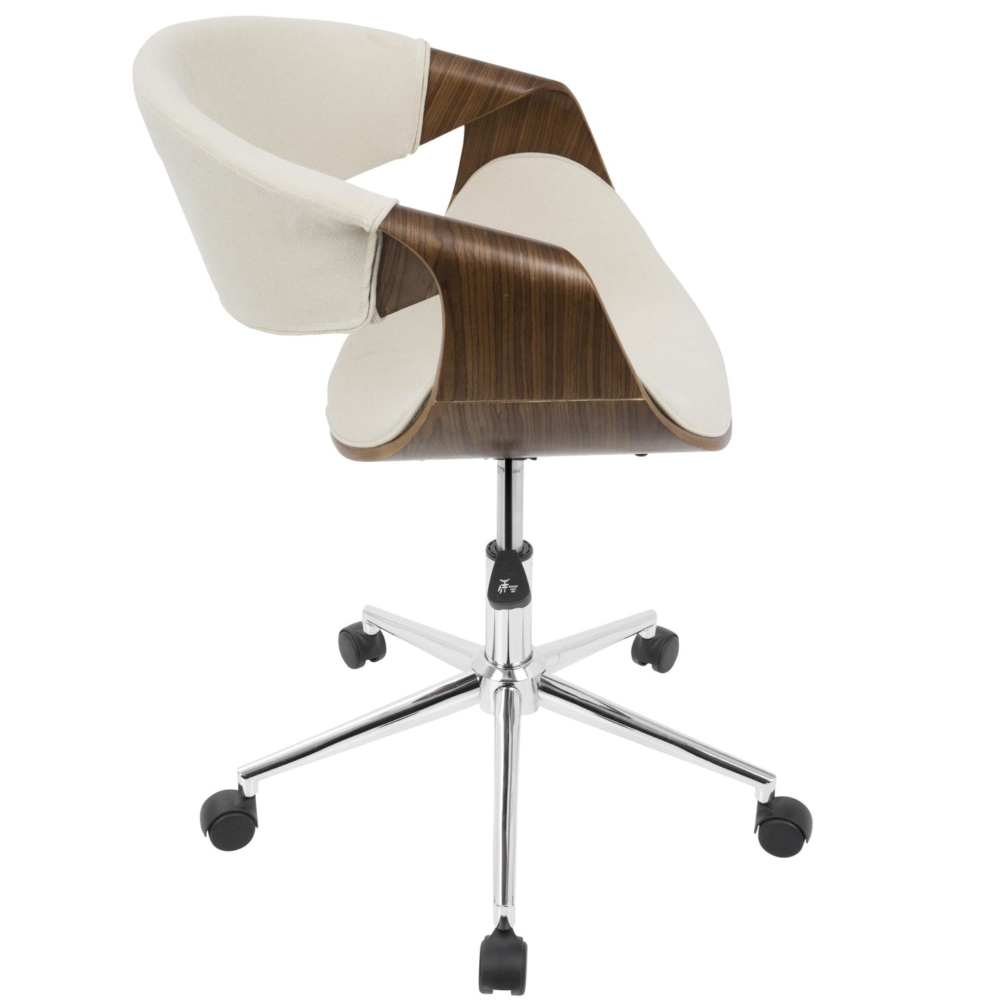 Majestic Office Furniture Mid-Century Modern Office Chair in Walnut and Cream