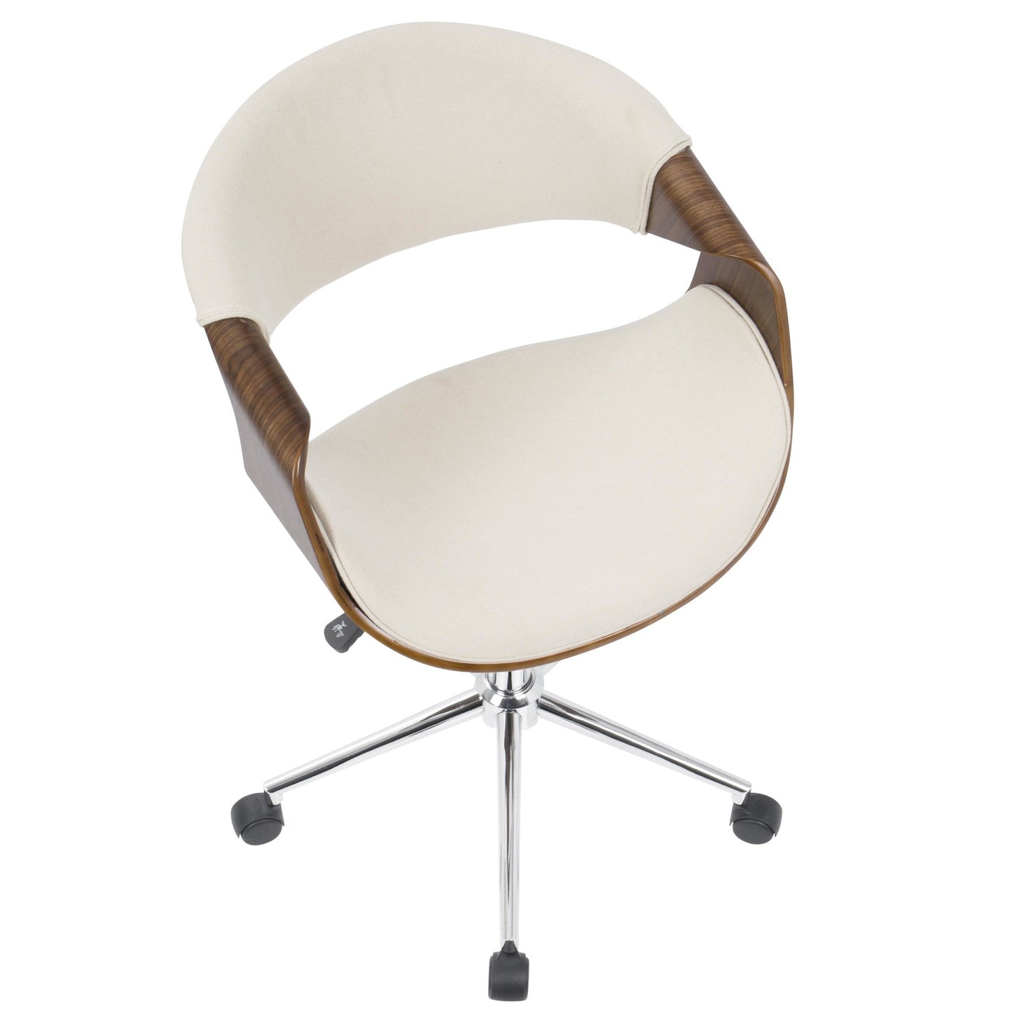 Majestic Office Furniture Mid-Century Modern Office Chair in Walnut and Cream