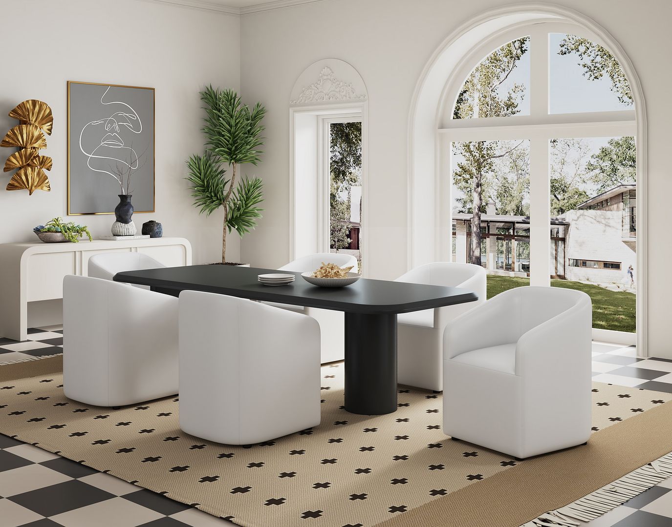 Manhattan Comfort Anna Modern Round Faux Leather Dining Armchair