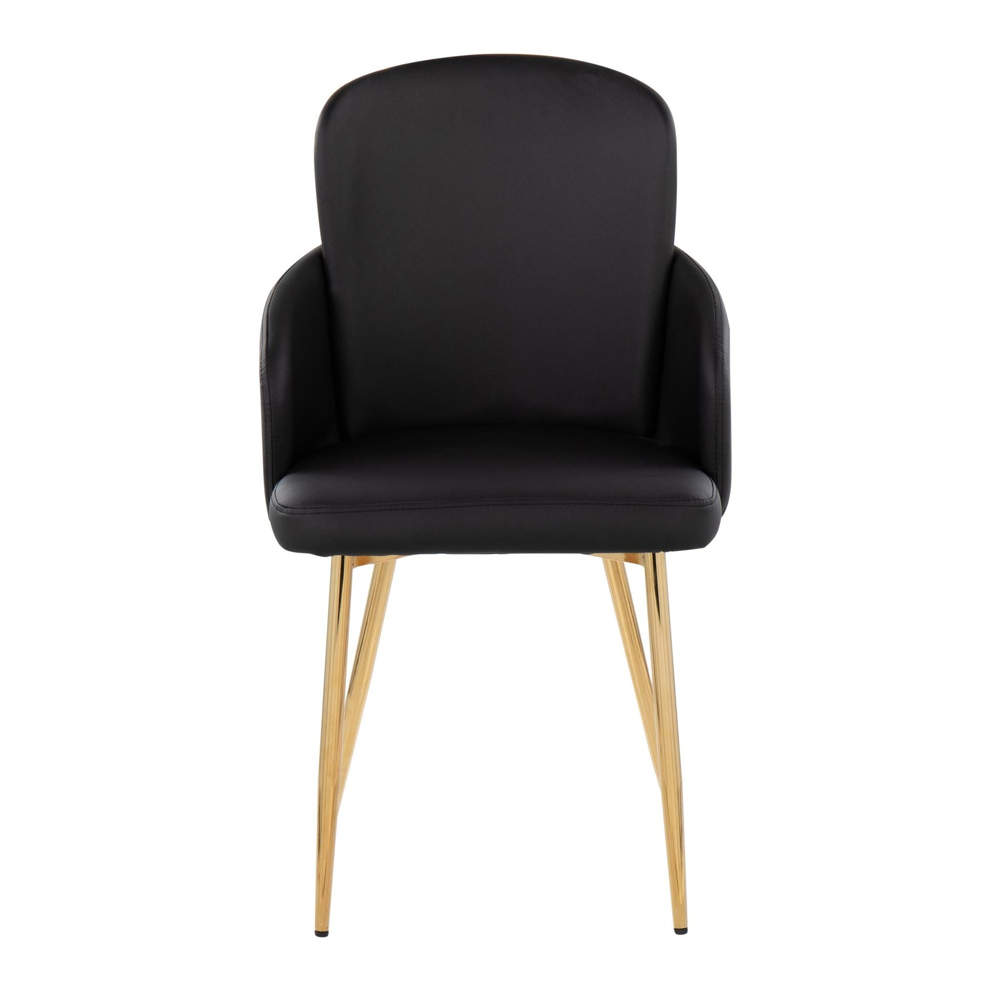 Majestic Office Furniture Contemporary Dining Chair in Gold Metal and Black Faux Leather with Chrome Accent - Set of 2
