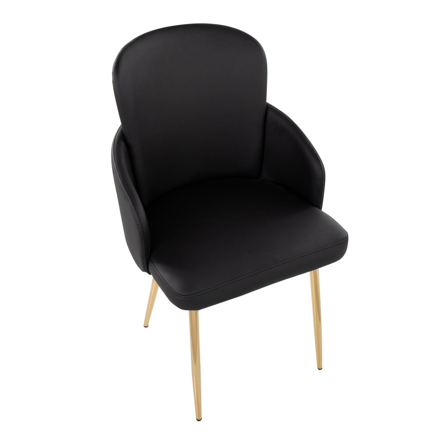 Majestic Office Furniture Contemporary Dining Chair in Gold Metal and Black Faux Leather with Chrome Accent - Set of 2