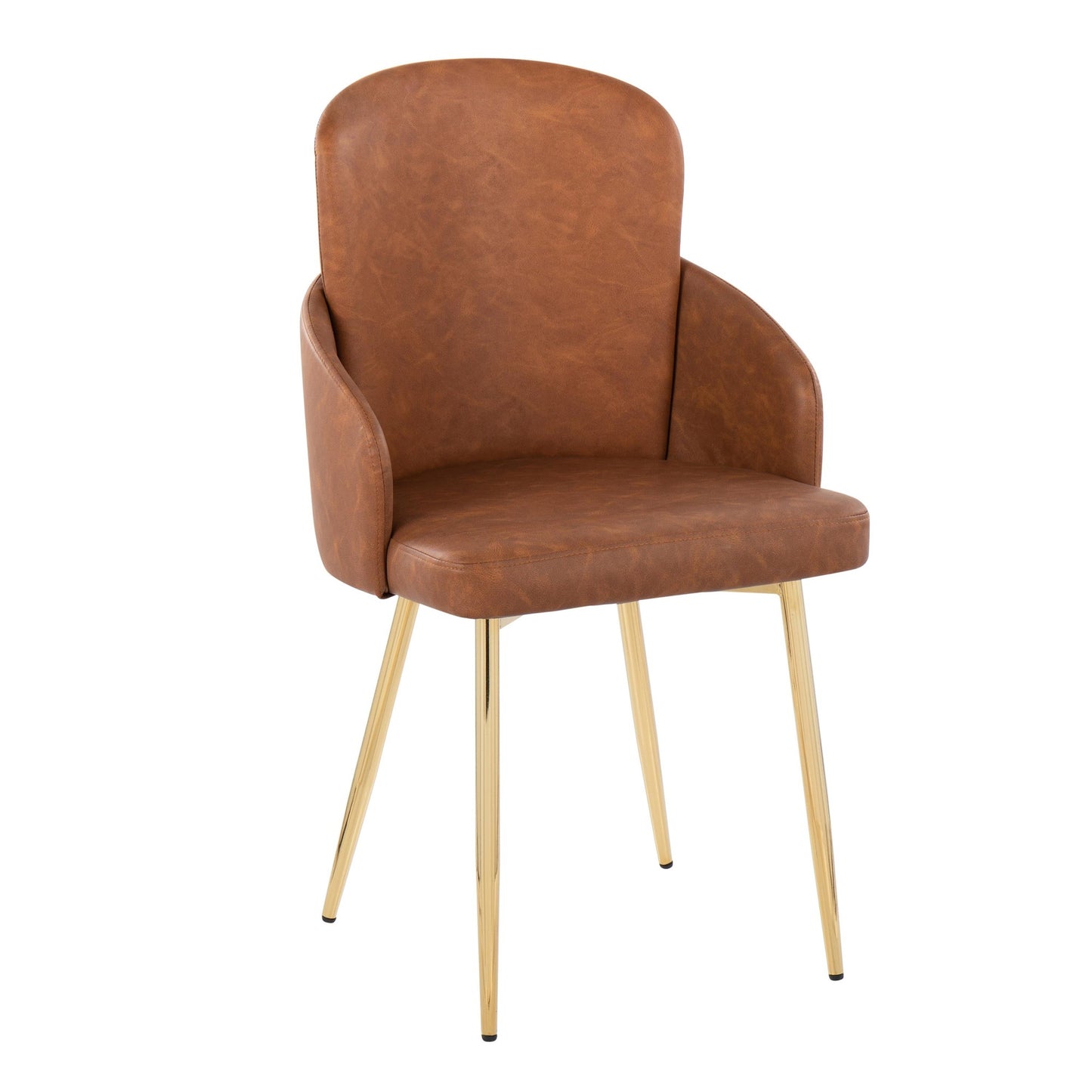 Majestic Office Furniture Contemporary Dining Chair in Gold Metal and Black Faux Leather with Chrome Accent - Set of 2